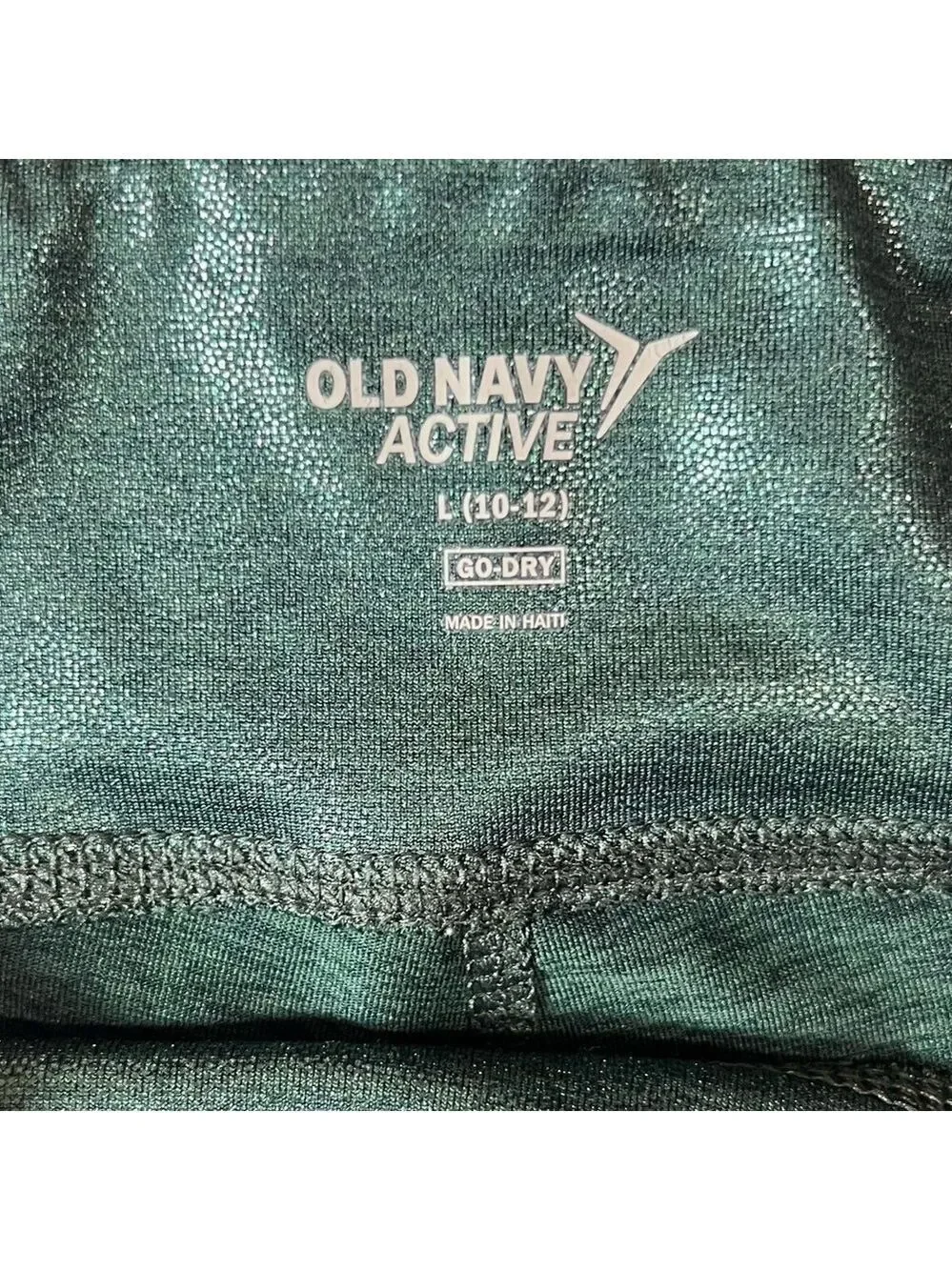 Old Navy Active Go-Dry Girls Green Shimmer Leggings Size 10/12